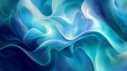 Obraz premium Cool fluid colors of blue and teal flow smoothly around the edges of the frame, creating a calming, abstract design with soft curves and gradient transitions.