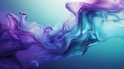 Obraz premium Cool fluid gradients of teal and purple form a flowing frame around the edges of the image, with soft, organic shapes creating depth and movement in an abstract design.