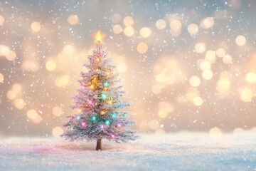 Obraz premium colorful Christmas tree greeting card illustration