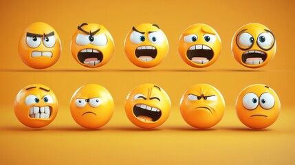 Naklejka premium A series of angry faces are shown in a row
