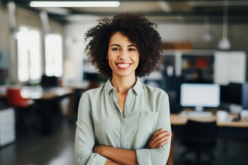 Professional 25 years standing smiling looking.