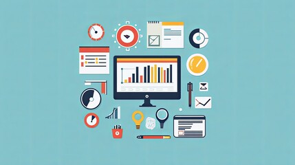 Minimalist SEO strategy illustration with clean design, focusing on clear visual elements of search engine optimization. 