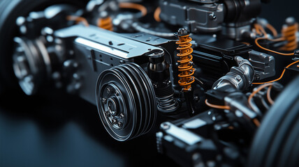 Fototapeta premium A view of a metal motor machine