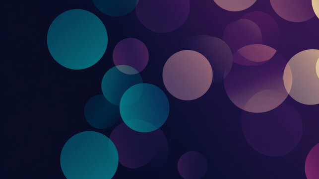 Gradient from deep purple to dark teal, with simple, translucent circles of varying sizes creating a minimalist, abstract design.