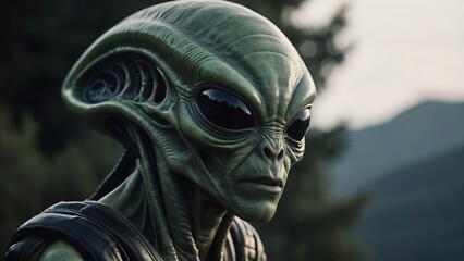 Cosmic curiosity piqued as a UFO and its mysterious occupant are seen against the night backdrop