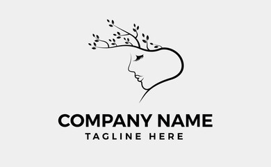 Natural Beauty and Women Face Logo, Minimalist Logo branding sesign, Editable vector illustration.