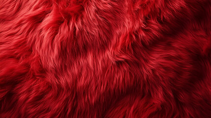 Fototapeta premium Red Faux Fur Texture: A luxurious, velvety close-up of red faux fur, capturing its soft, plush texture and subtle sheen. The dramatic lighting creates depth and dimension.