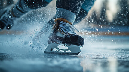 close up of ice hockey player on rink