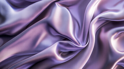 Obraz premium Silky fabric in shades of violet and silver, folding and curving in an abstract pattern, with soft light creating a serene, fluid texture.