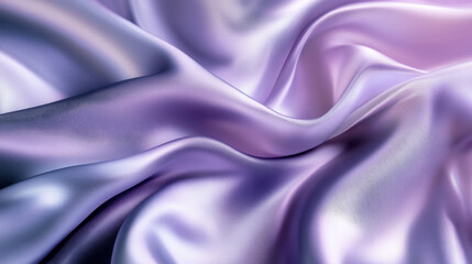 Obraz premium Silky fabric in shades of violet and silver, folding and curving in an abstract pattern, with soft light creating a serene, fluid texture.