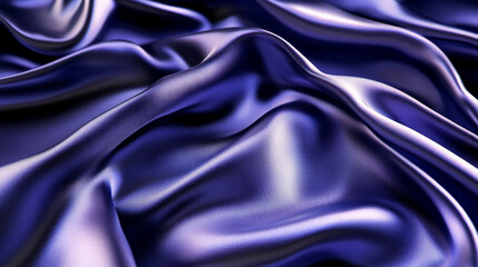 Obraz premium Silky smooth fabric in deep violet and rich silver, folding and swirling in an abstract pattern with soft reflections and glossy highlights.