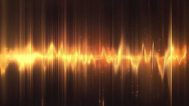 Golden Abstract Soundwave: A captivating abstract design of shimmering golden light waves, evoking a sense of energy, movement, and sonic resonance. Perfect for music, technology, or abstract art.