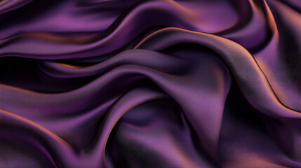 Obraz premium Silky smooth fabric in shades of deep purple and bronze, folding and curving in abstract waves, creating a luxurious, elegant design.