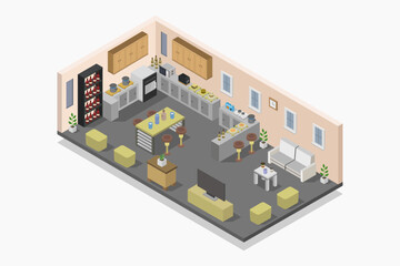 Kitchen room isometric