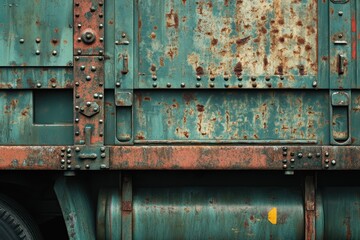 Rusted Metal Panel with Rivets and Handles
