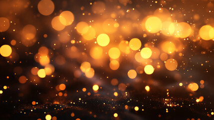 Soft glowing golden lights scattered across a dark background, creating a warm, magical atmosphere with gentle reflections.