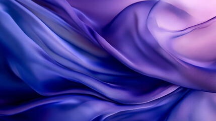 Soft silk fabric in shades of royal blue and violet, flowing in abstract waves with smooth, flowing textures and soft highlights.