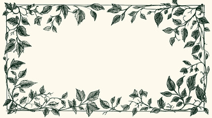 Floral vintage frames with silhouettes of branches, leaves and vines. Hand drawn elegant delicate botanical borders and wreaths. Vector isolated elements for wedding invitation, card, page boder