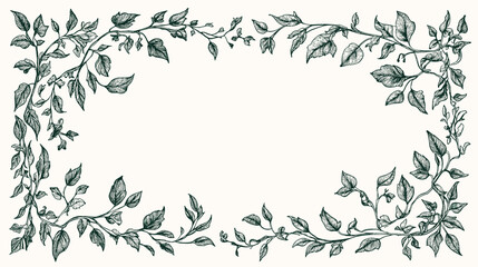 Floral vintage frames with silhouettes of branches, leaves and vines. Hand drawn elegant delicate botanical borders and wreaths. Vector isolated elements for wedding invitation, card, page boder © The Illustraitor