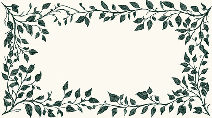 Floral vintage frames with silhouettes of branches, leaves and vines. Hand drawn elegant delicate botanical borders and wreaths. Vector isolated elements for wedding invitation, card, page boder © The Illustraitor