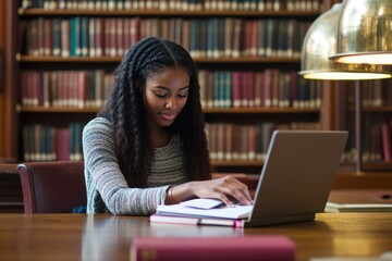 Student Studying in a Library