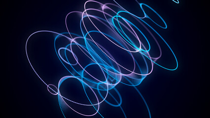 Abstract blue sphere with connecting dots and lines. Wireframe technology sphere of particles. Big data visualization. 3d rendering.