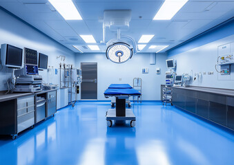 illustrator of a surgeon and their assistants prepping for a surgery in a sterile operating room.