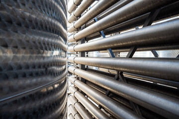 Metal pipes in a factory