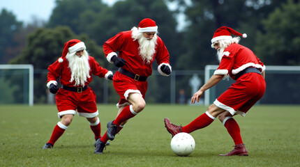 Obraz premium Santa claus football team