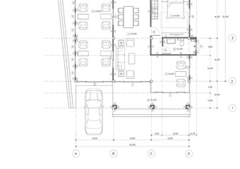 Floor plan designed building on the drawing.