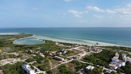 drone view beach Cancun drone view fly