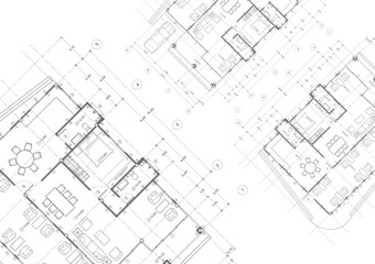 Fototapeta premium Floor plan designed building on the drawing.