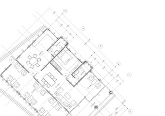 Fototapeta premium Floor plan designed building on the drawing.