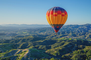 Naklejka premium Colorful hot air balloons Floating high in the clear blue sky, the scenery is beautiful and bright.