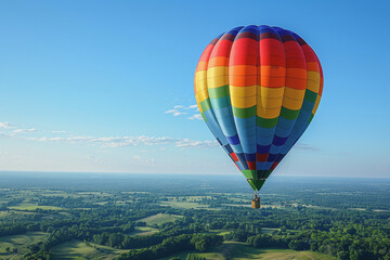 Fototapeta premium Colorful hot air balloons Floating high in the clear blue sky, the scenery is beautiful and bright.