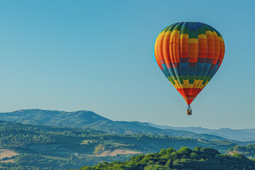Obraz premium Colorful hot air balloons Floating high in the clear blue sky, the scenery is beautiful and bright.