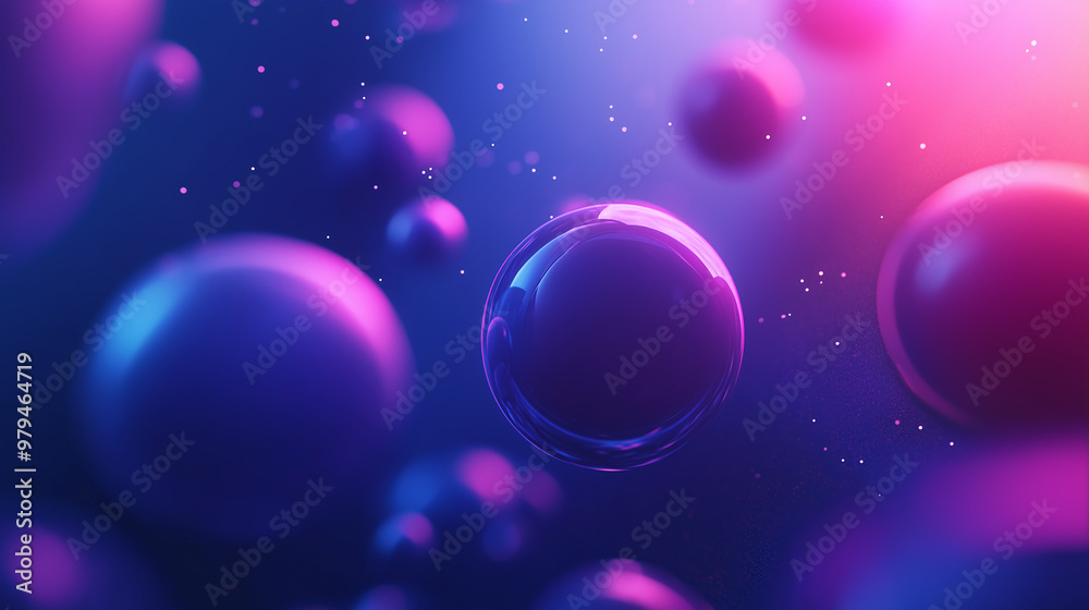 Aufkleber abstract background floating spheres vibrant neon colors gradient