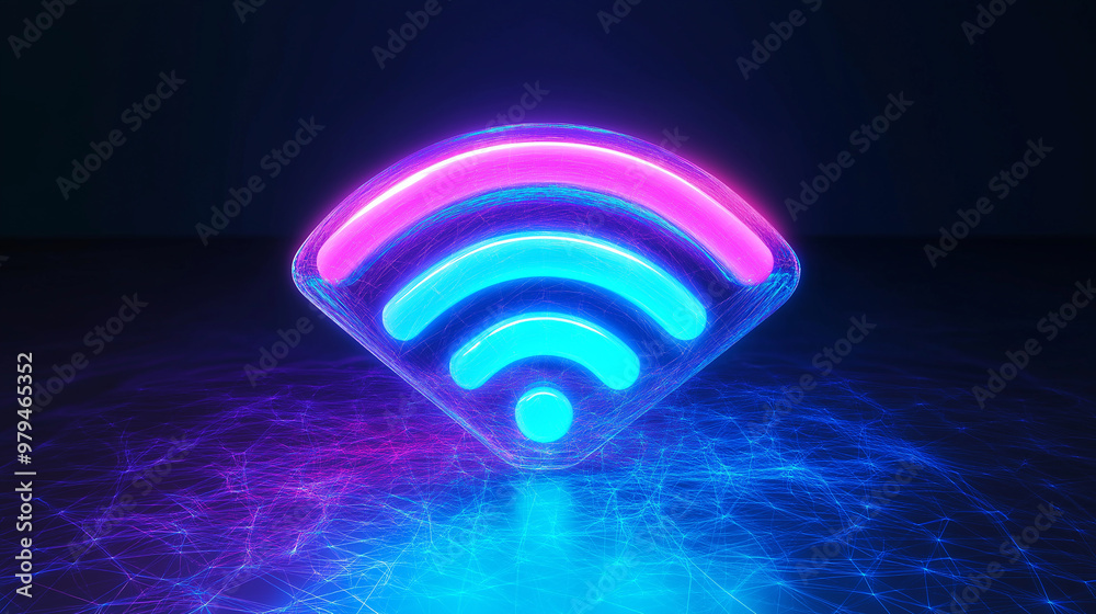 Poster Glowing wifi symbol representing internet connection