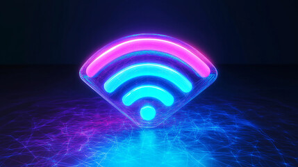 Glowing wifi symbol representing internet connection