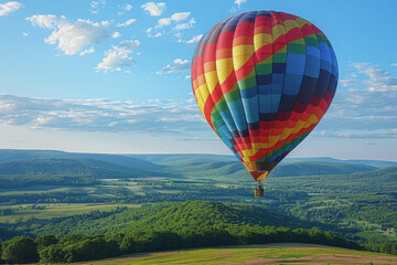 Naklejka premium Colorful hot air balloons Floating high in the clear blue sky, the scenery is beautiful and bright.