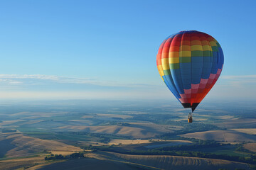 Naklejka premium Colorful hot air balloons Floating high in the clear blue sky, the scenery is beautiful and bright.