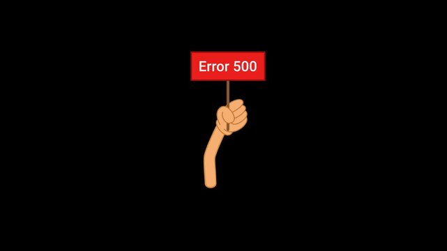 Error 500 Text Red Signboard Animation