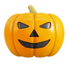 Halloween Jack o lantern pumpkin with a spooky face isolated on transparent background