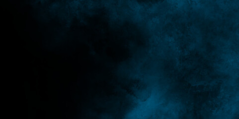 Sky clouds with brush painted blue watercolor texture, small and large clouds.  Aquarelle paint blue paper textured canvas perfect for presentation, Abstract blue smoke on black background.