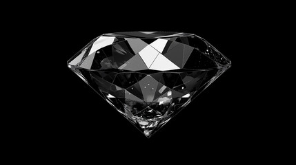 Large brilliant diamond sparkling on a black background