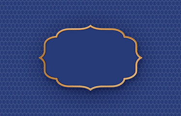 Banner with golden frame. Luxury oriental style patterned background with gold frame