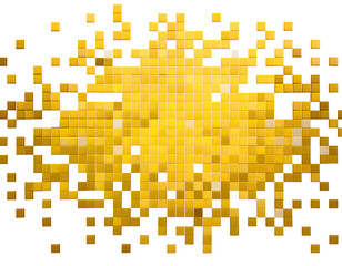 Light yellow digital pixels squares. Digital art. 