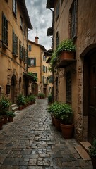 An atmospheric alley in a Tuscan town.