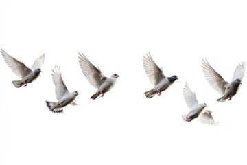 Obraz premium Flying doves in clear sky
