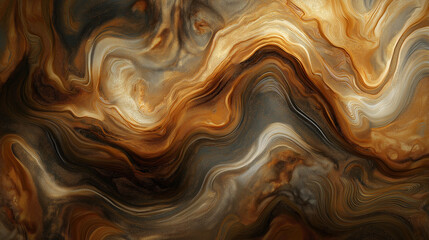 Fototapeta premium Abstract fluid art painting in earthy tones of brown and gold